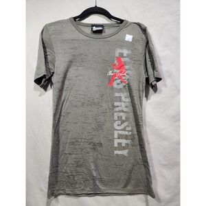 Elvis Presley Graceland TShirt Gray Distressed Graphic Tee Rock Roll Music Large